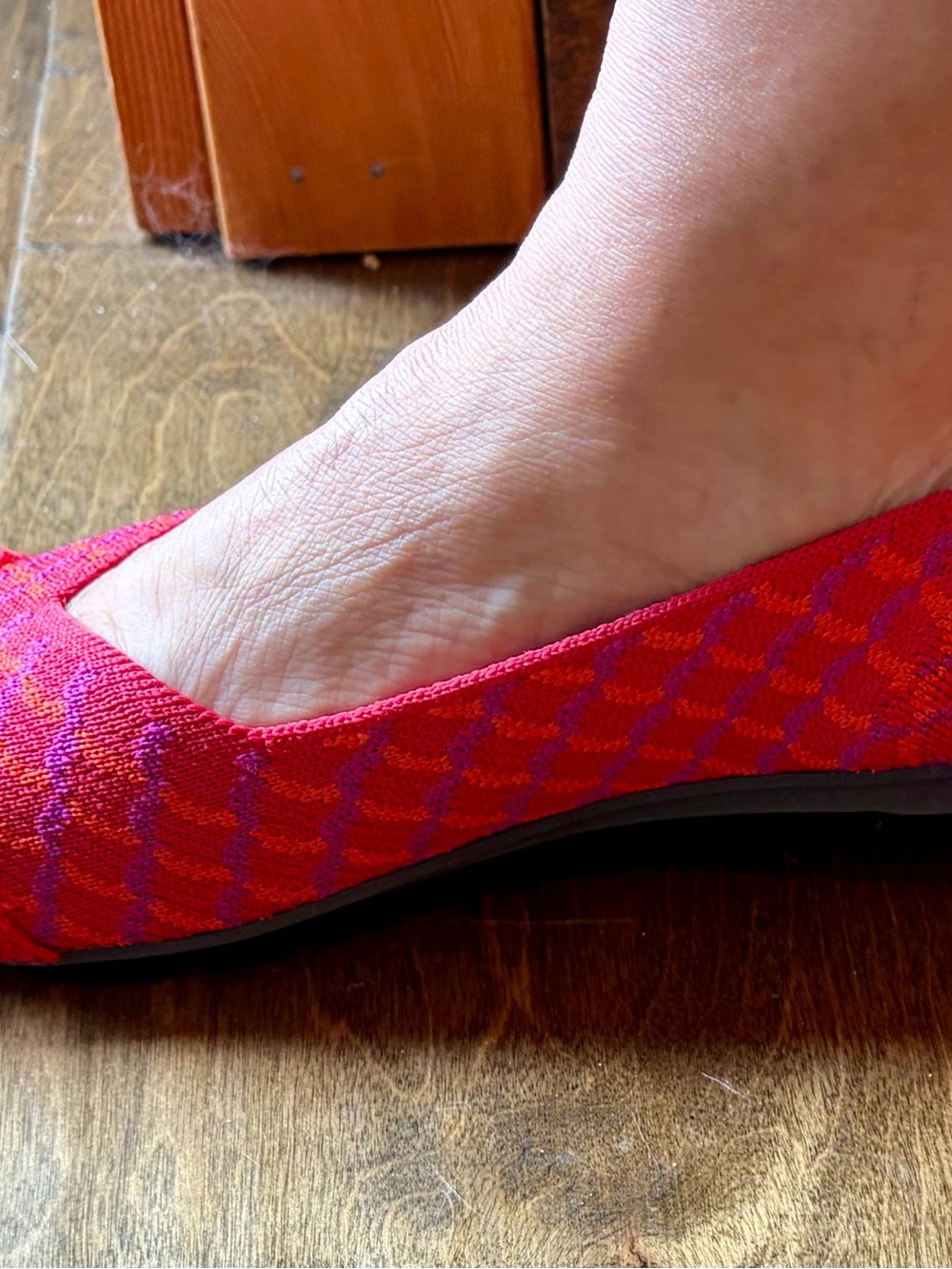 Rothy's Red and Pink Knit Ballet Flat